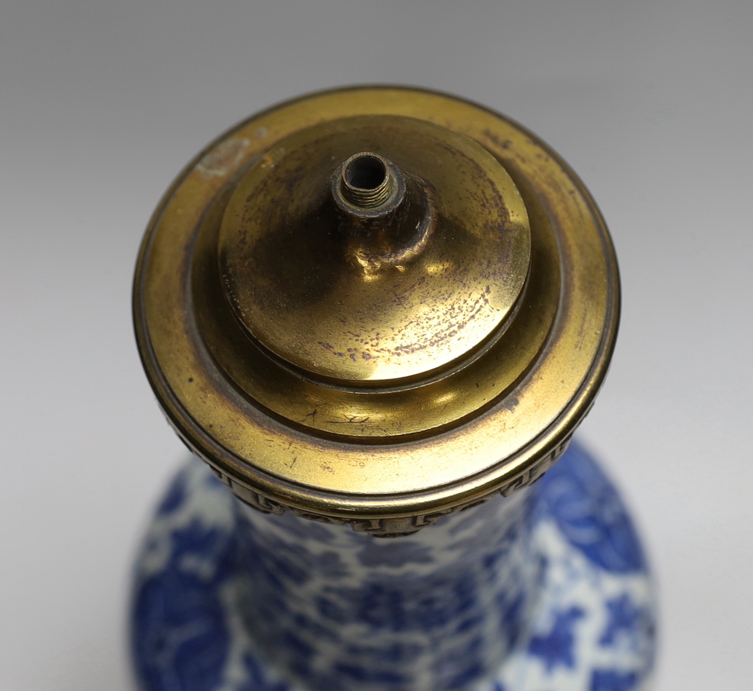 A Chinese vase, 19th century, converted to a lamp, 44cm total height